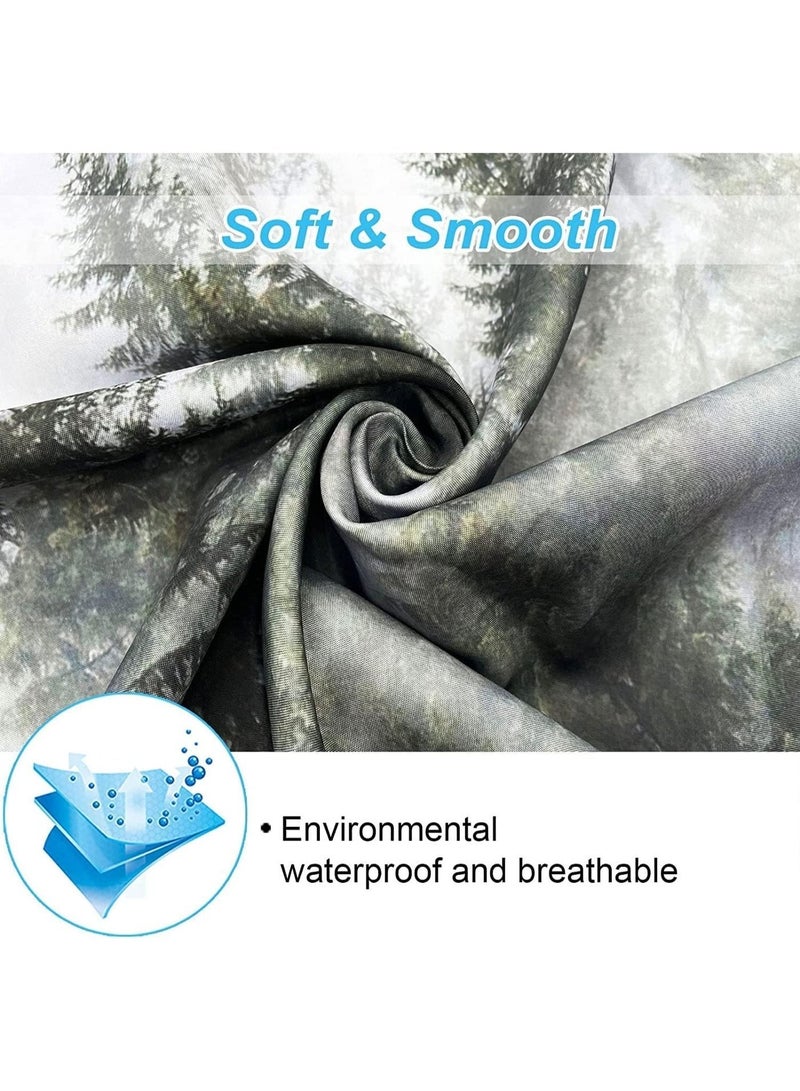 ChicAbode Shower Curtain, Misty Forest Shower Curtains with Storage Belt, Fantasy Fog Magic Tree Bath Curtain for Bathroom, Nature Woodland Shower Curtain, Waterproof Polyester Fabric with Hooks, 180cmx180cm - Image 3